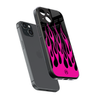 y2k black pink flames back phone cover | glass case for iphone 15