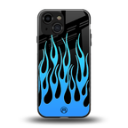 y2k blue flames back phone cover | glass case for iphone 13 mini
