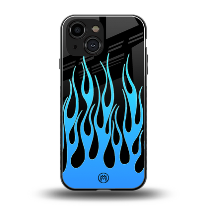 y2k blue flames back phone cover | glass case for iphone 13 mini