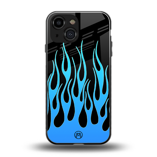 y2k blue flames back phone cover | glass case for iphone 13 mini
