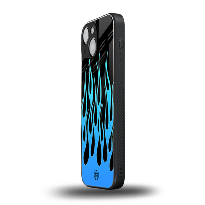 y2k blue flames back phone cover | glass case for iphone 13 mini