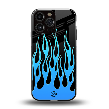 y2k blue flames back phone cover | glass case for iphone 13 pro max