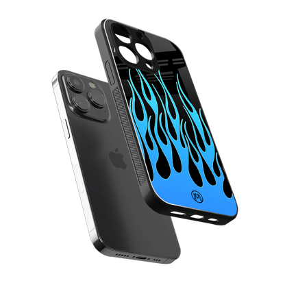 y2k blue flames back phone cover | glass case for iphone 13 pro max