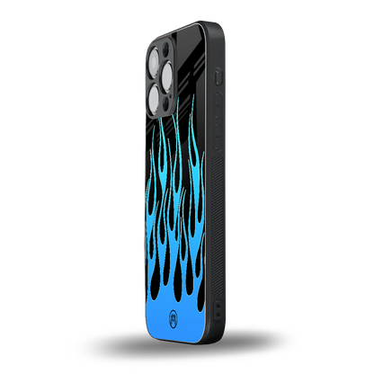 y2k blue flames back phone cover | glass case for iphone 13 pro max