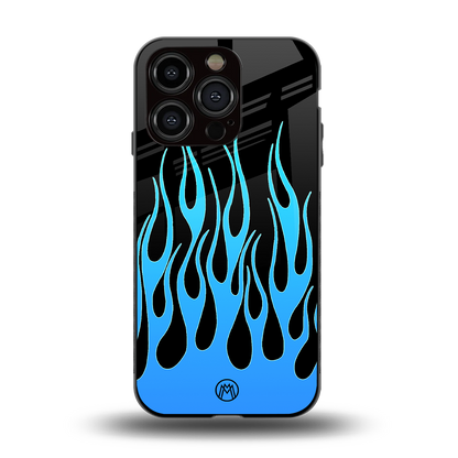y2k blue flames back phone cover | glass case for iphone 13 pro