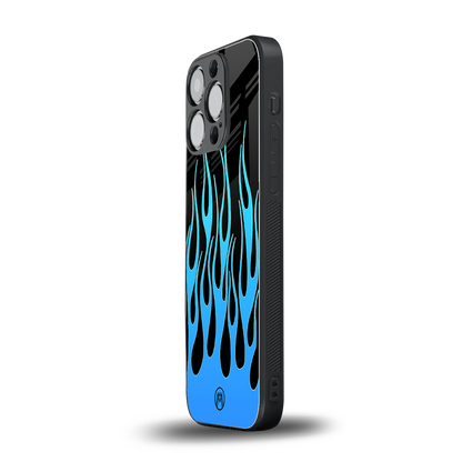 y2k blue flames back phone cover | glass case for iphone 13 pro
