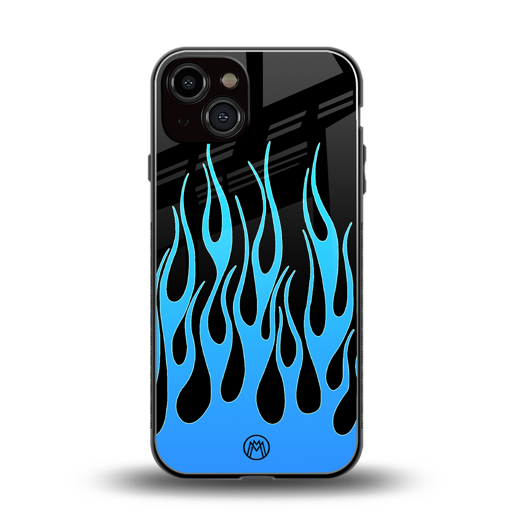 y2k blue flames back phone cover | glass case for iphone 13