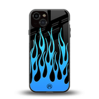 y2k blue flames back phone cover | glass case for iphone 13