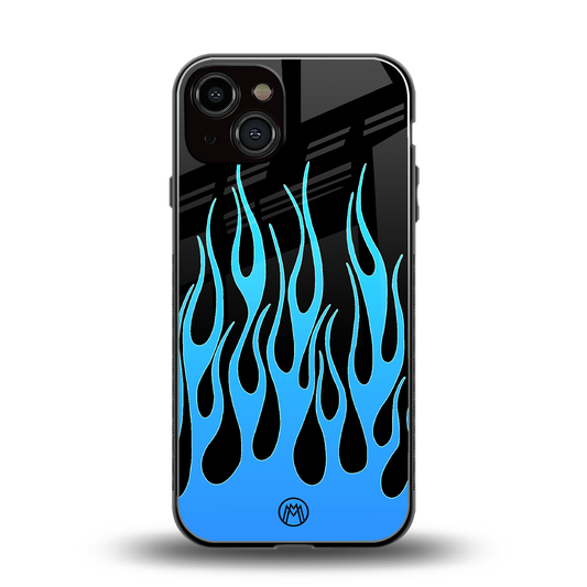y2k blue flames back phone cover | glass case for iphone 13