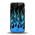 y2k blue flames back phone cover | glass case for iphone 15 plus