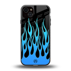 y2k blue flames back phone cover | glass case for iphone 14 plus