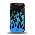y2k blue flames back phone cover | glass case for iphone 14 pro max