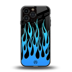 y2k blue flames back phone cover | glass case for iphone 14 pro max