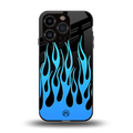y2k blue flames back phone cover | glass case for iphone 15 pro