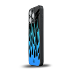 y2k blue flames back phone cover | glass case for iphone 15 pro
