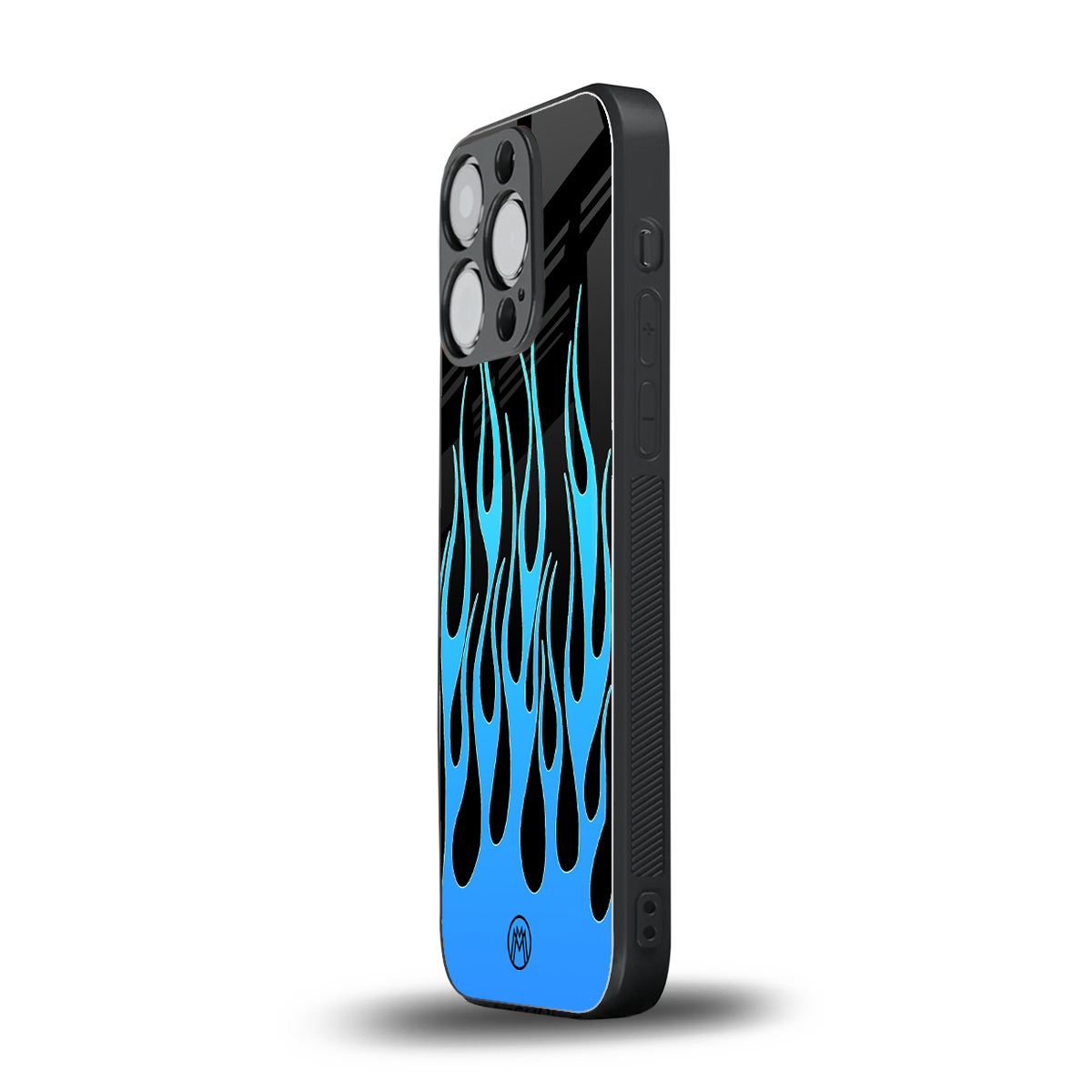 y2k blue flames back phone cover | glass case for iphone 15 pro