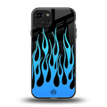 y2k blue flames back phone cover | glass case for iphone 15
