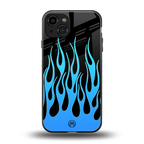 y2k blue flames back phone cover | glass case for iphone 15