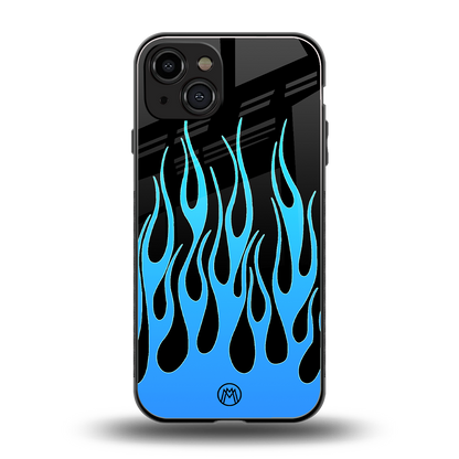 y2k blue flames back phone cover | glass case for iphone 14