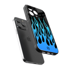 y2k blue flames back phone cover | glass case for iphone 15 pro