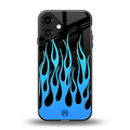 y2k blue flames back phone cover | glass case for iphone 16 plus