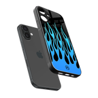 y2k blue flames back phone cover | glass case for iphone 16 plus