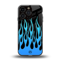 y2k blue flames back phone cover | glass case for iphone 16 pro