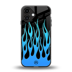 y2k blue flames back phone cover | glass case for iphone 16