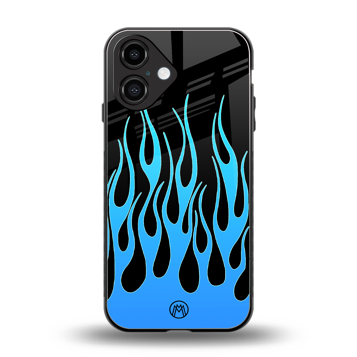 y2k blue flames back phone cover | glass case for iphone 16