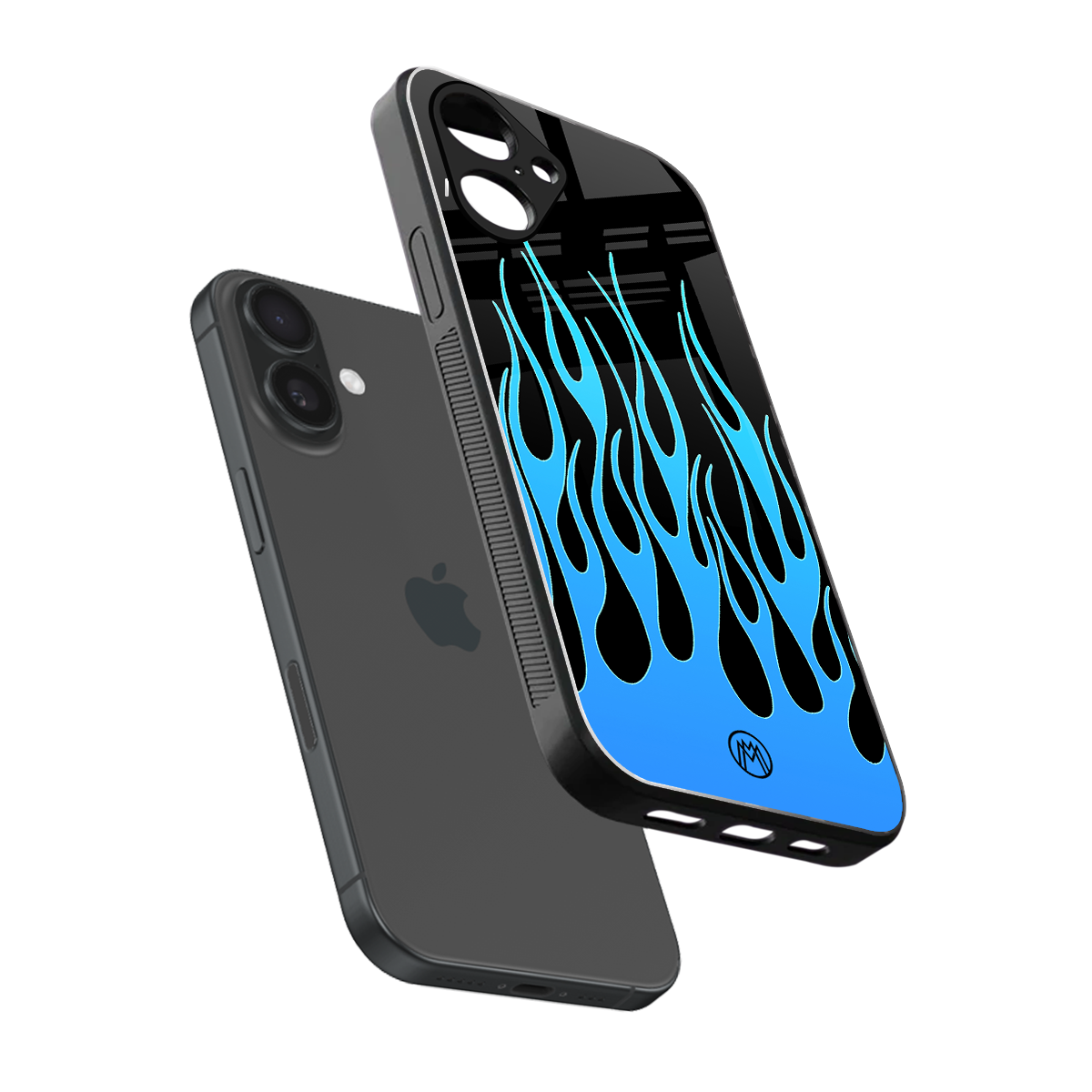 y2k blue flames back phone cover | glass case for iphone 16