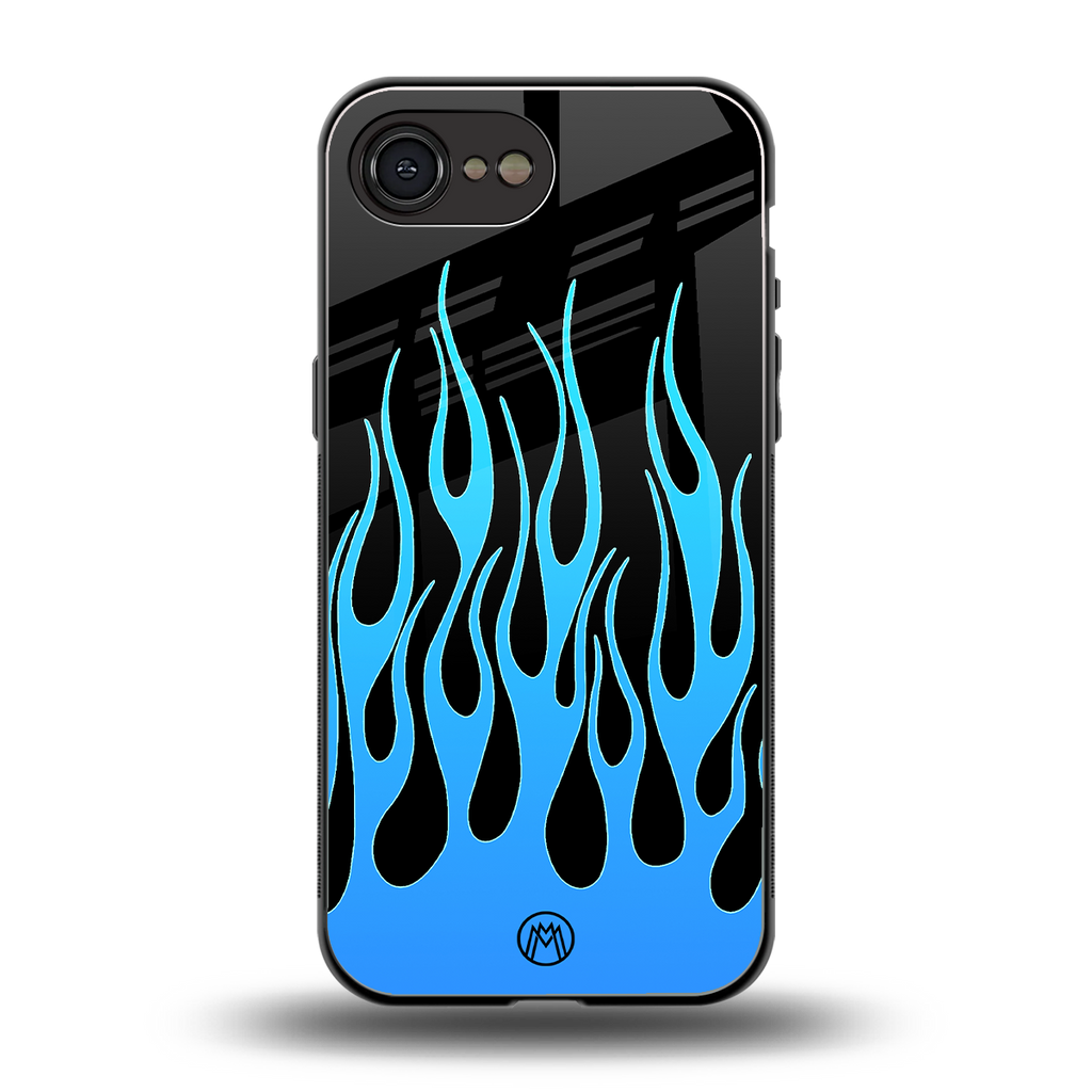 y2k blue flames back phone cover | glass case for iphone 16e