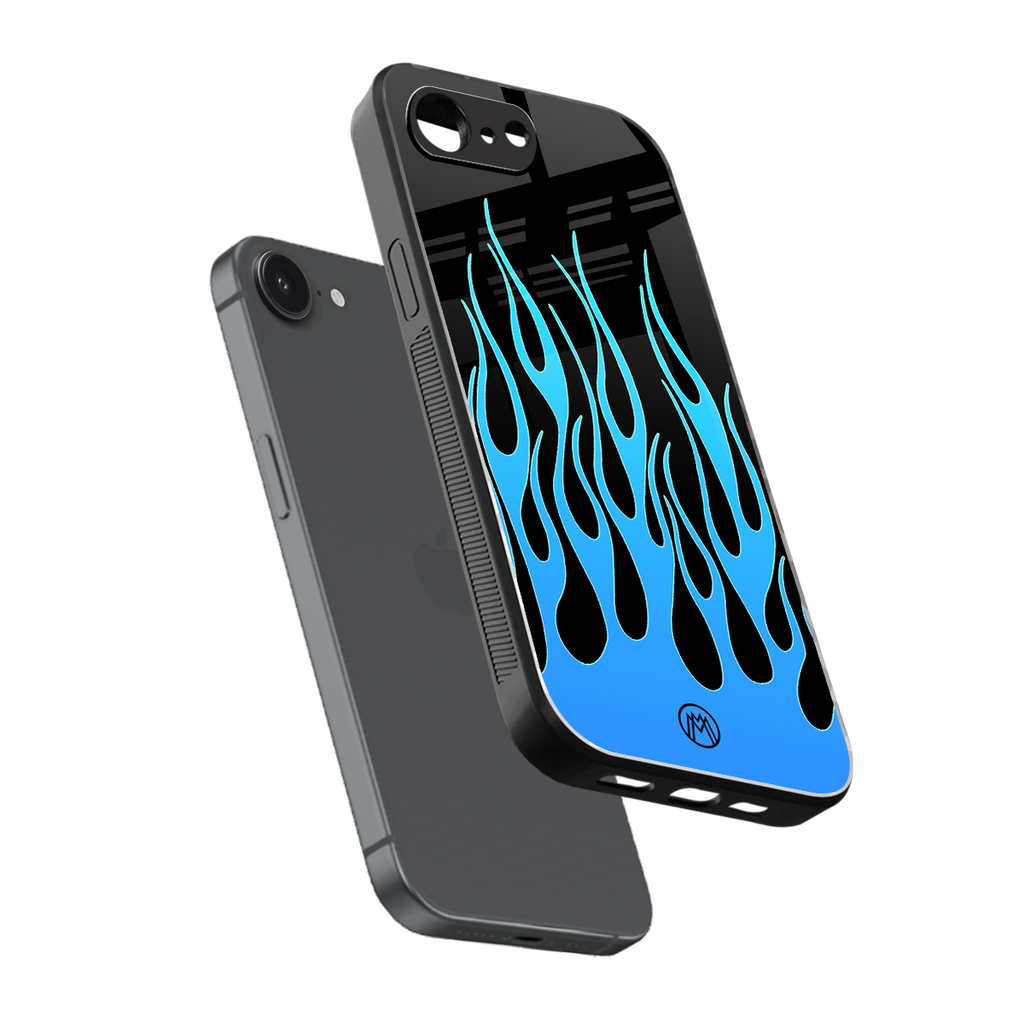 y2k blue flames back phone cover | glass case for iphone 16e