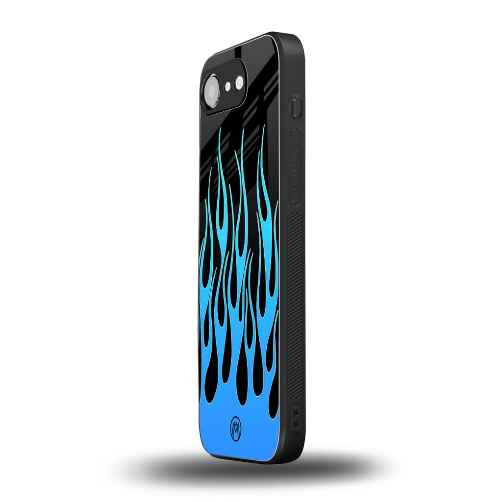 y2k blue flames back phone cover | glass case for iphone 16e