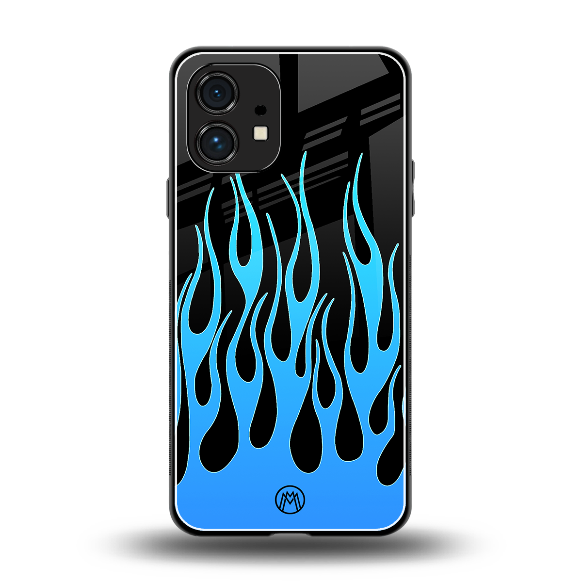 y2k blue flames back phone cover | glass case for nothing phone 1
