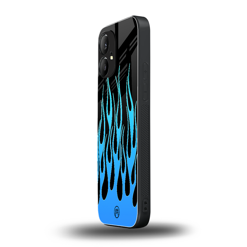 y2k blue flames back phone cover | glass case for nothing phone 1