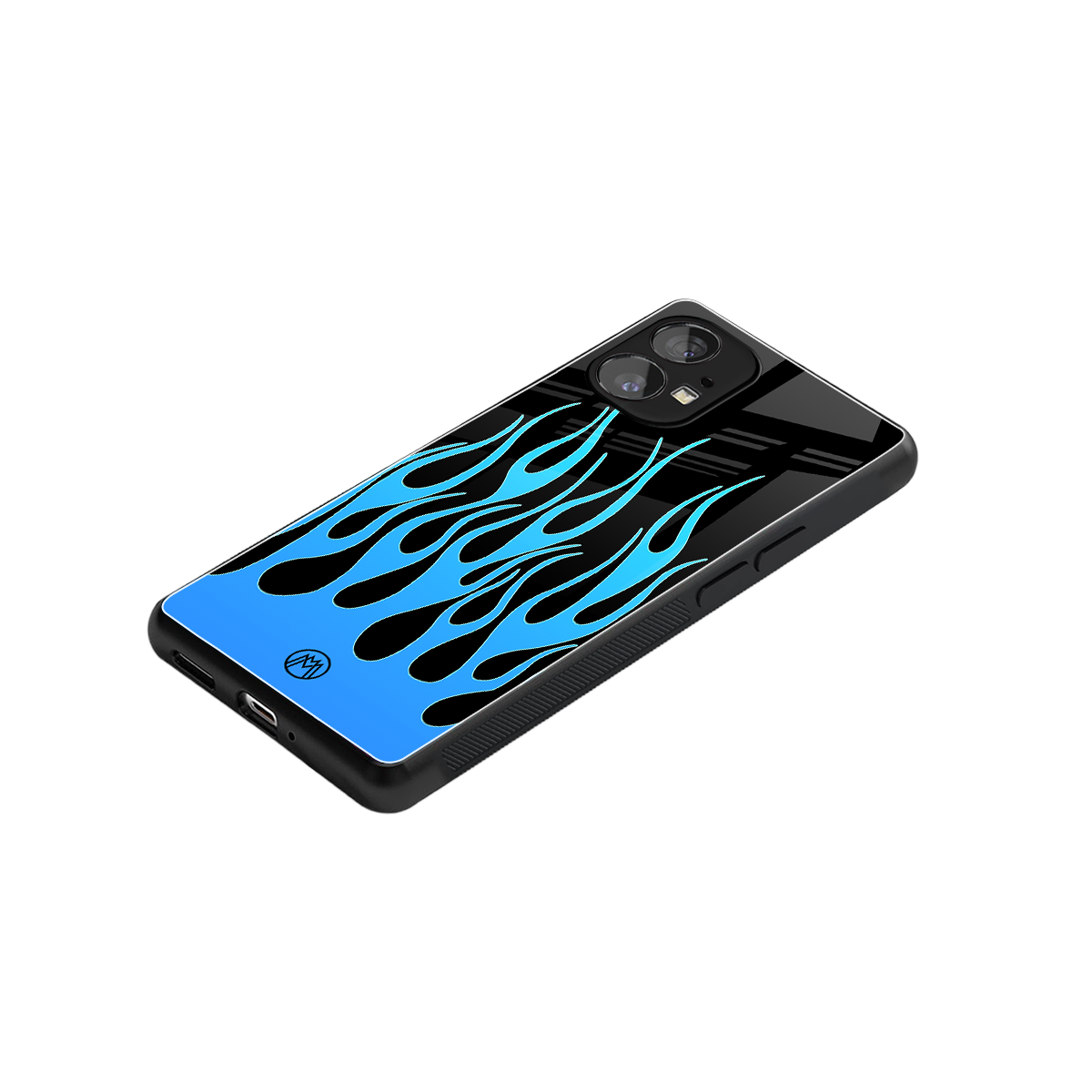 y2k blue flames back phone cover | glass case for nothing phone 1