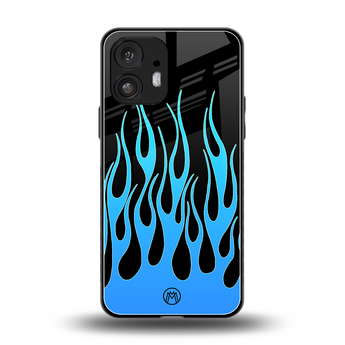 y2k blue flames back phone cover | glass case for nothing phone 2