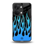 y2k blue flames back phone cover | glass case for oneplus nord 3