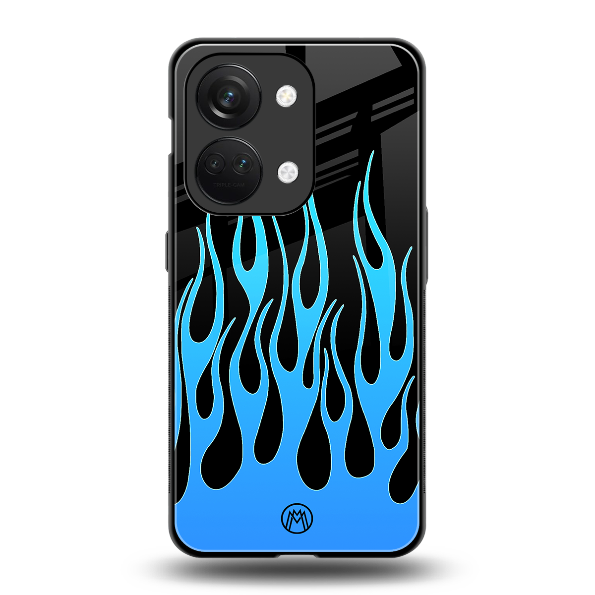 y2k blue flames back phone cover | glass case for oneplus nord 3