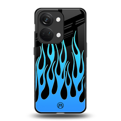 y2k blue flames back phone cover | glass case for oneplus nord 3