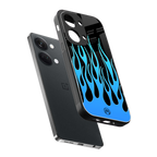 y2k blue flames back phone cover | glass case for oneplus nord 3