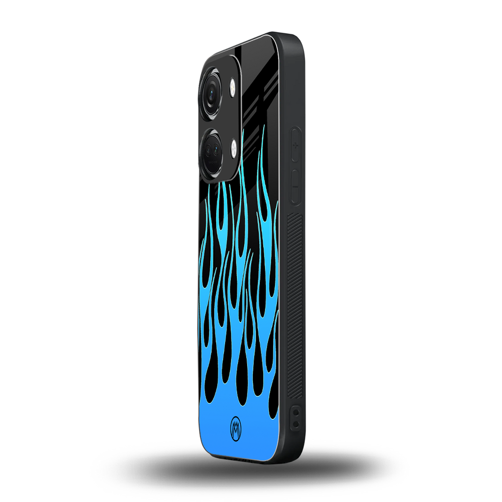 y2k blue flames back phone cover | glass case for oneplus nord 3