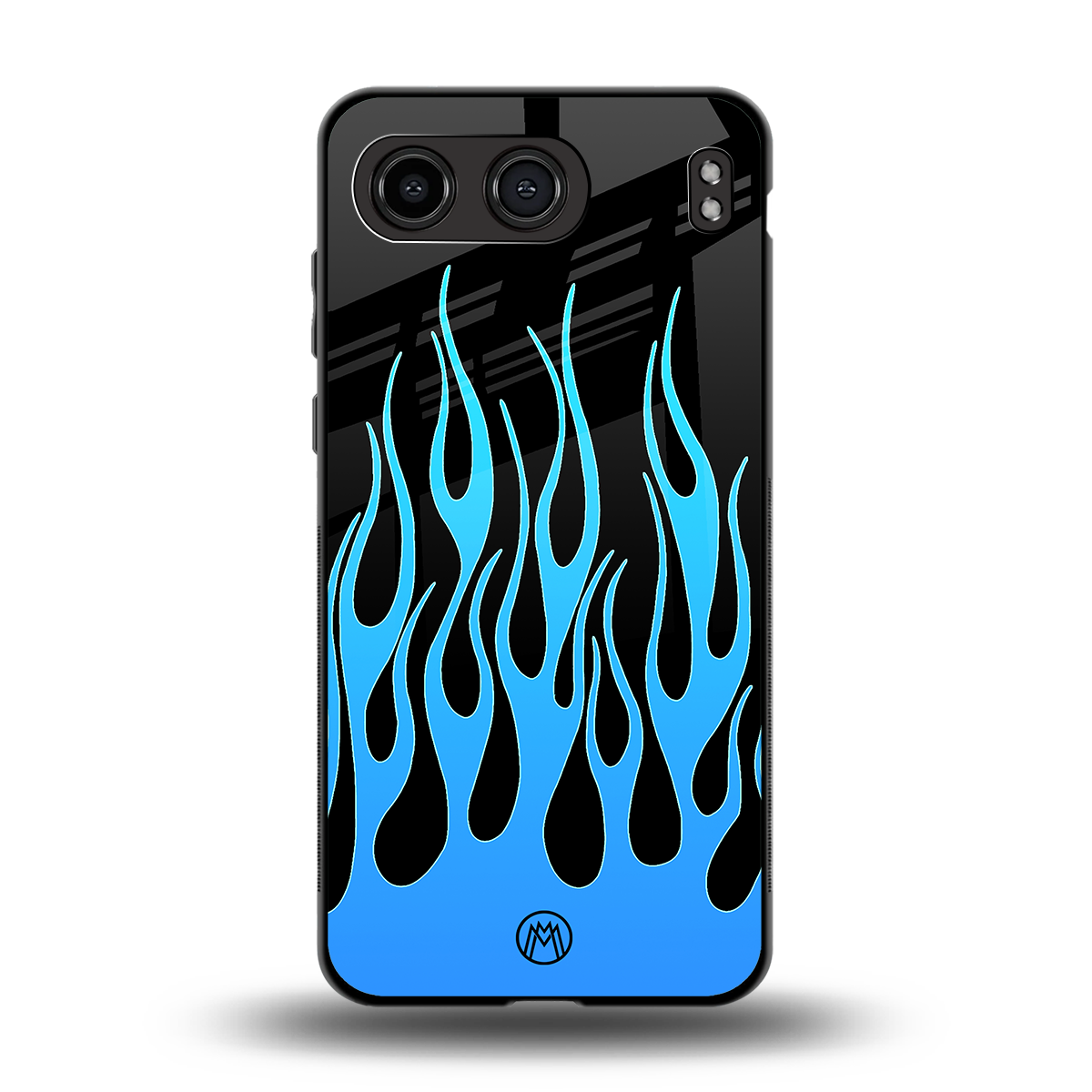 y2k blue flames back phone cover | glass case for oneplus nord 4