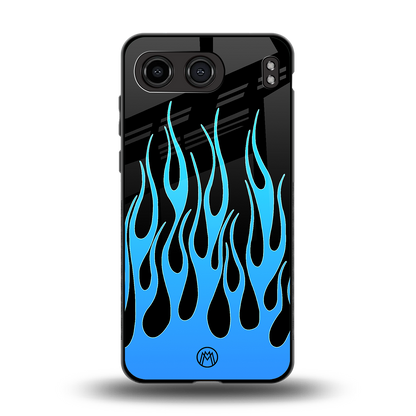 y2k blue flames back phone cover | glass case for oneplus nord 4