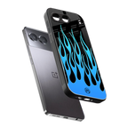 y2k blue flames back phone cover | glass case for oneplus nord 4