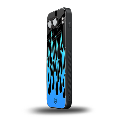 y2k blue flames back phone cover | glass case for oneplus nord 4