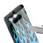 y2k blue flames back phone cover | glass case for oneplus nord 4