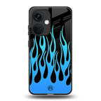 y2k blue flames back phone cover | glass case for oneplus nord ce 3