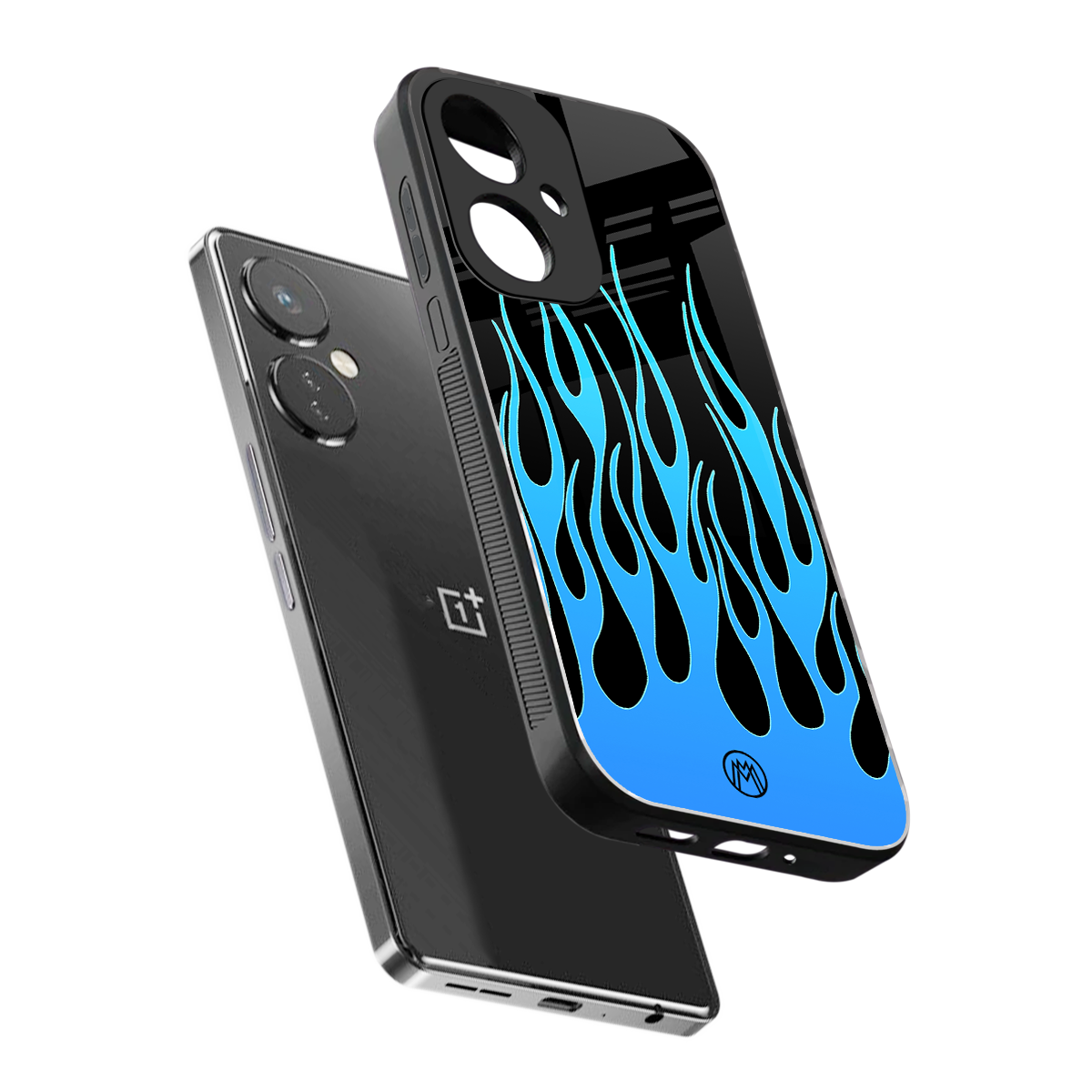 y2k blue flames back phone cover | glass case for oneplus nord ce 3