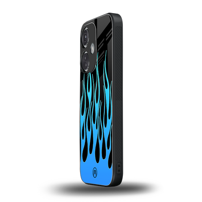 y2k blue flames back phone cover | glass case for oneplus nord ce 3
